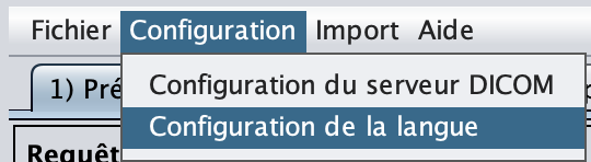 Menu de Configuration de la langue